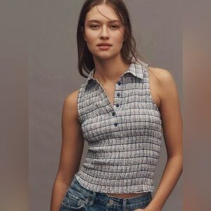 Pilcro Sleeveless Shirred Tank